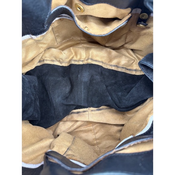 Jimmy Choo Mandah Black Leather Suede Expandable Hobo Bag Gold Hardware - Picture 11 of 12